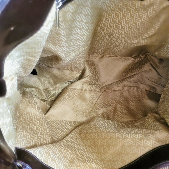 Vittadini XL Tote Bag Weekender Travel Bag Diaper Bag Brown Patent Leather - Picture 11 of 16